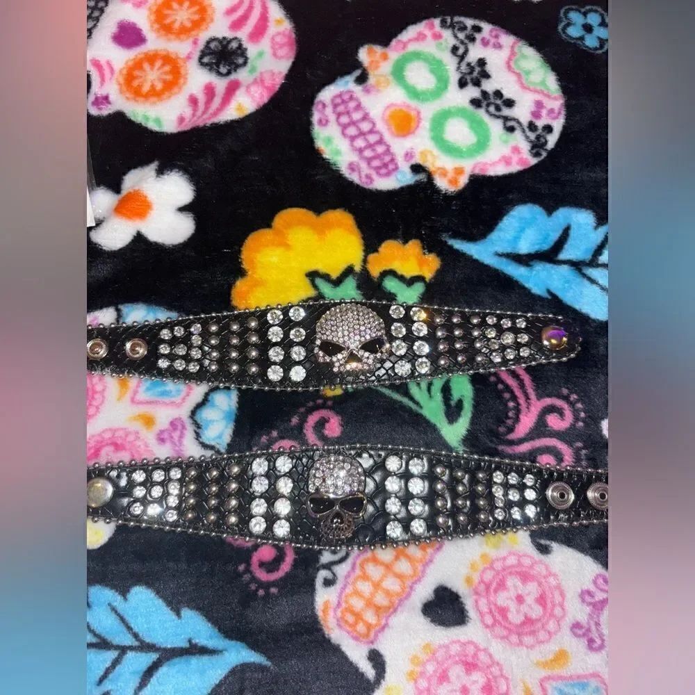 Fierce Crystal Skull Leather Bracelet
